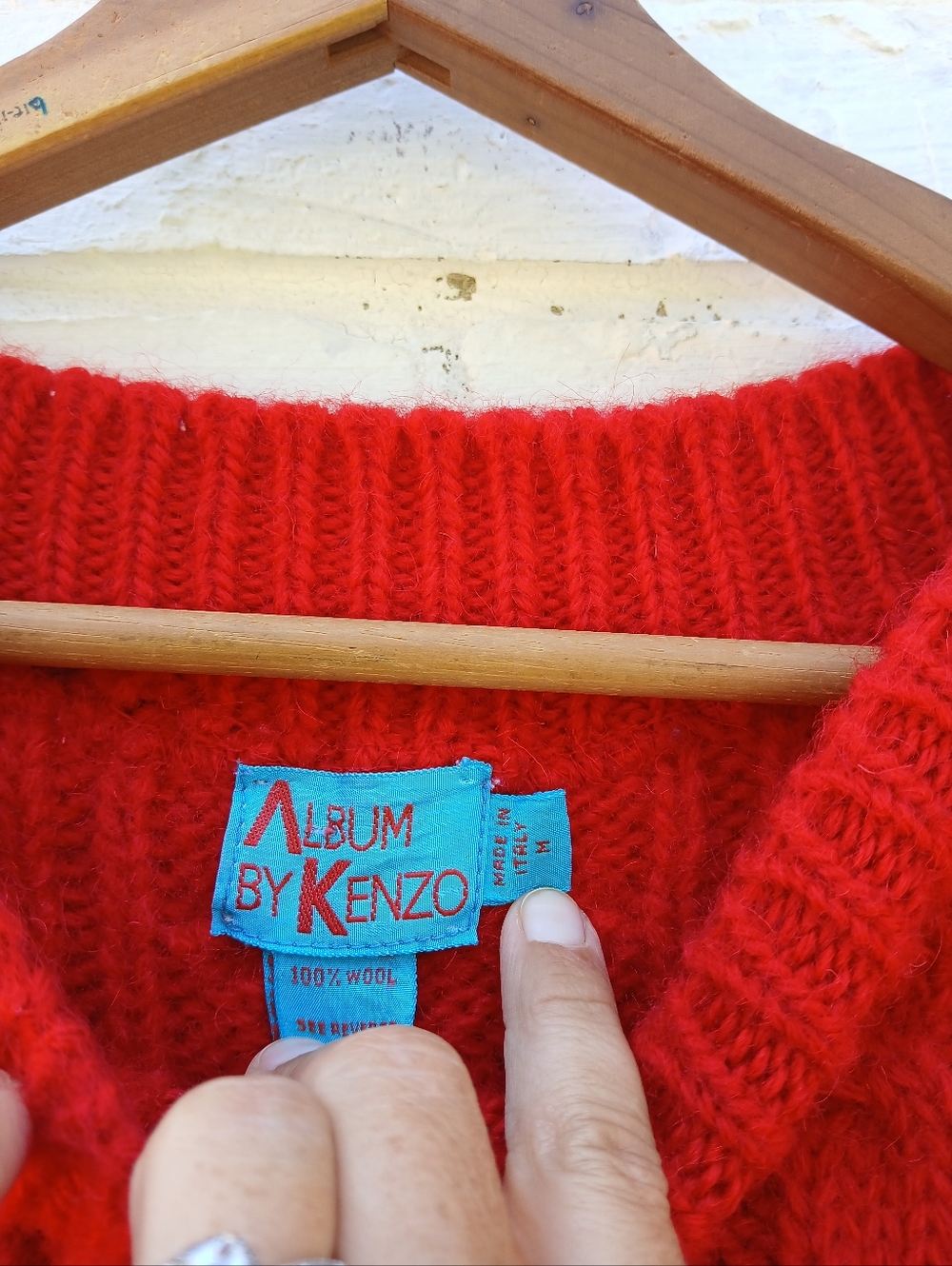 Album By Kenzo 100% Wool Red Chunky Sweater Italy - Picture 4 of 5